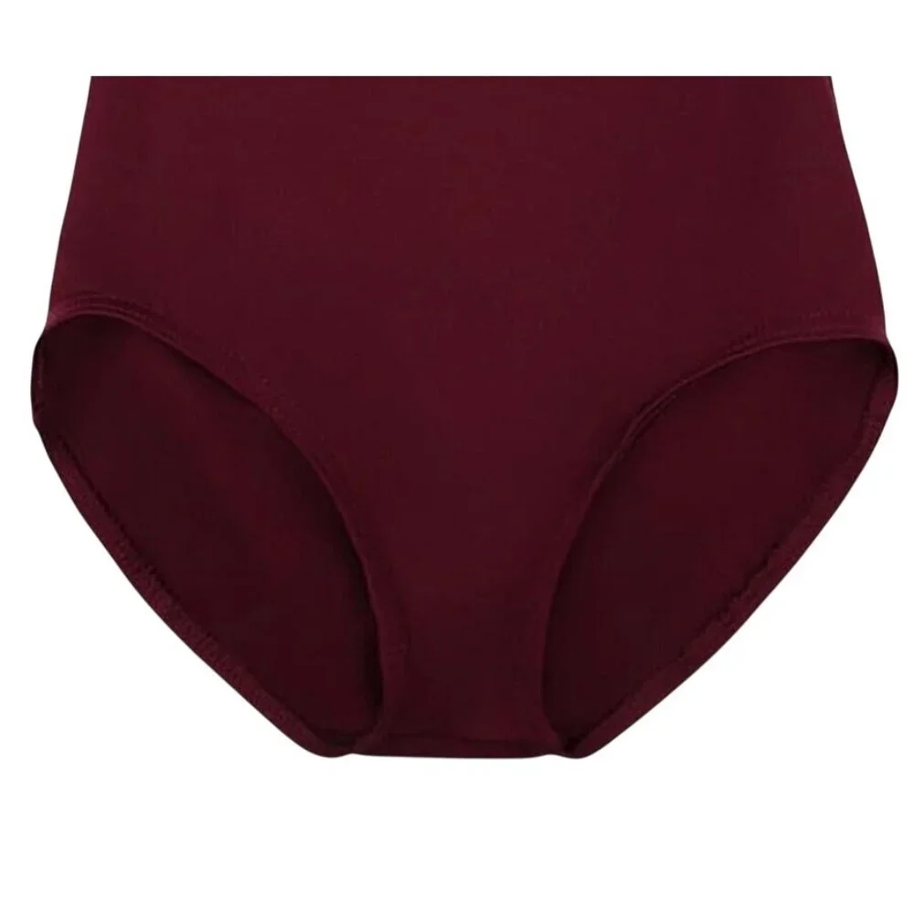 Danskin Childs S 4-6 Leotard Maroon Short Sleeve Scoop Neck Dance